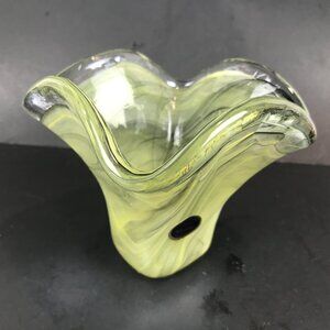 Green art glass Murano style vase, 5" x 5"